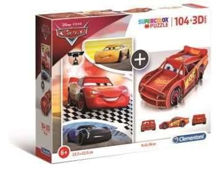 Puzzle 3D CLEMENTONI Cars (104 Piezas - Edad mínima: 3 años)