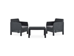 Conjunto de jardín de 3 piezas con cojines de mimbre PP antracita de DKD Home Decor
