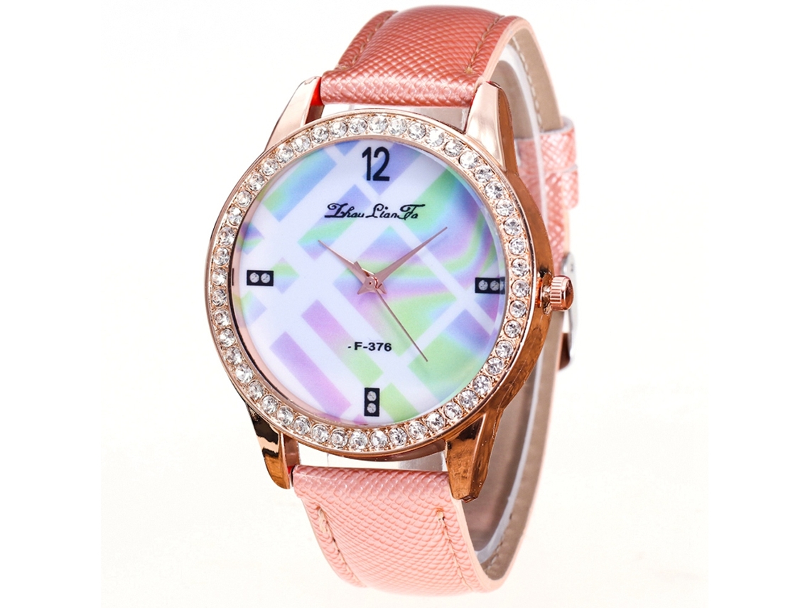 Reloj De Pulsera De Cuarzo Rosa Sencillo Para Mujer Zhoulianfa Fashion Con Diamantes De Imitación.