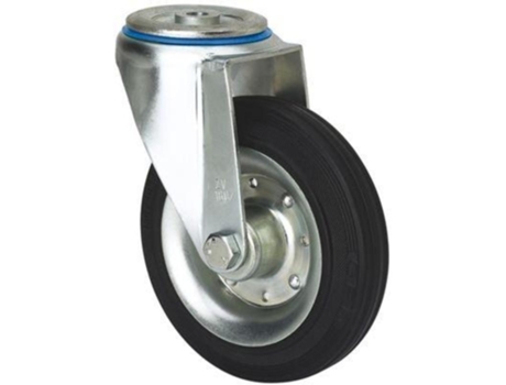 Rueda giratora agujero m12 20zv200-bsr metalico-goma negra eje rodillos ALEX