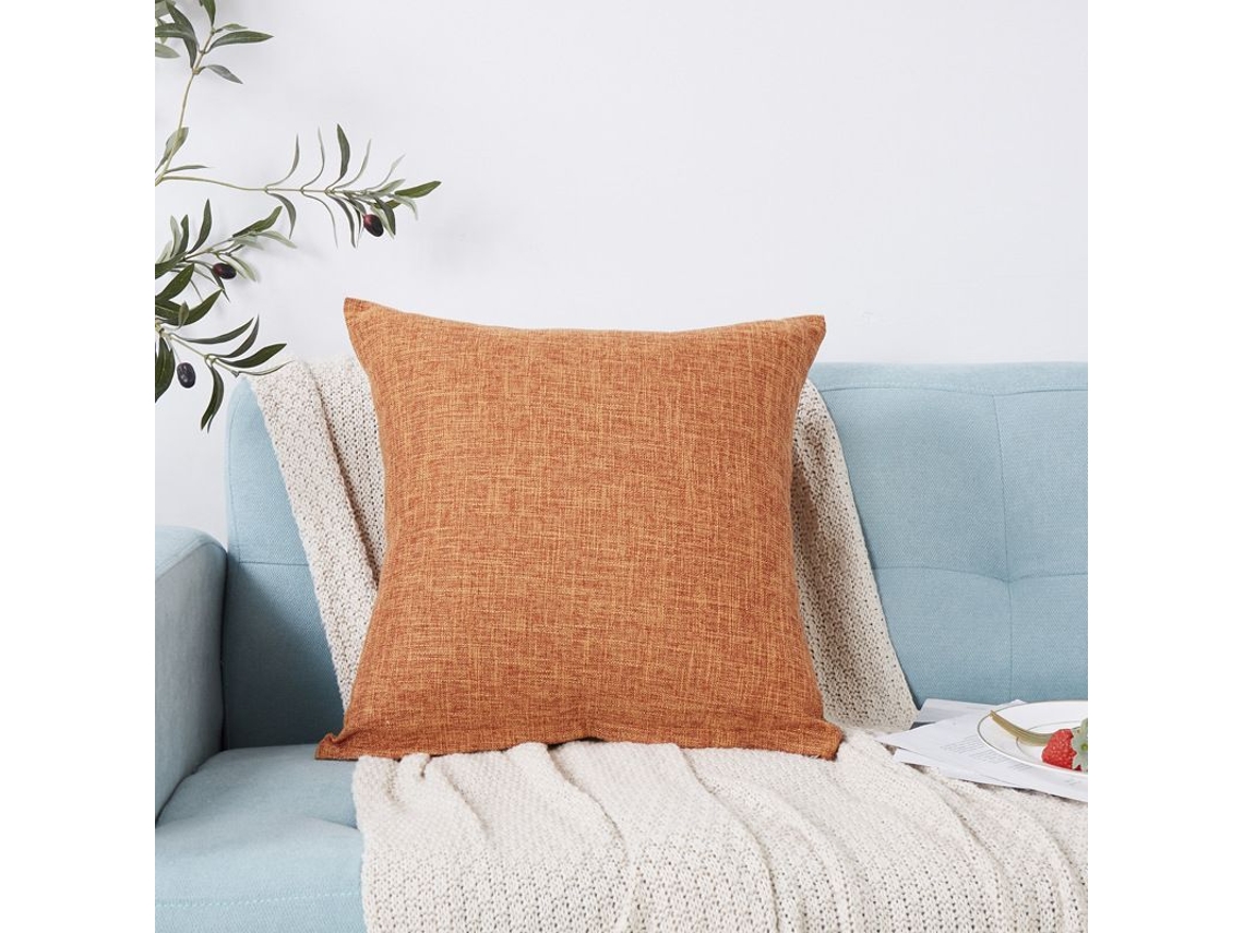 Rebe-fundas De Almohadas Decorativas De Lino 2 Ud 50x50 Cm Naranja Para Sofá Sala De Estar Silla