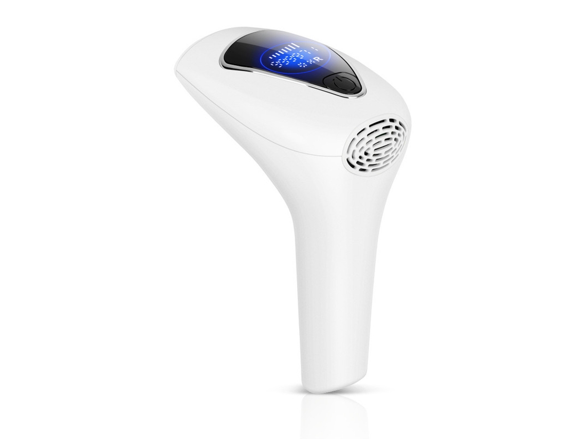 Depiladora de luz pulsada YIZHOOD AM112 Uso Doméstico 999,990 Destellos Pulsos de Luz 8 Niveles para Mujeres Cuerpo Bikinis Púbicos Shav blanco