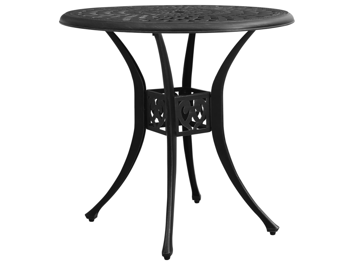 Mesa de jardín LOVELY HOME de aluminio fundido negro (78 x 78 x 72 cm)