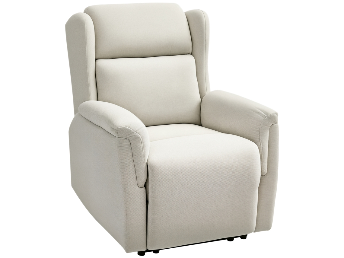 Sillón Reclinable Con Reposapiés, Tela Beige