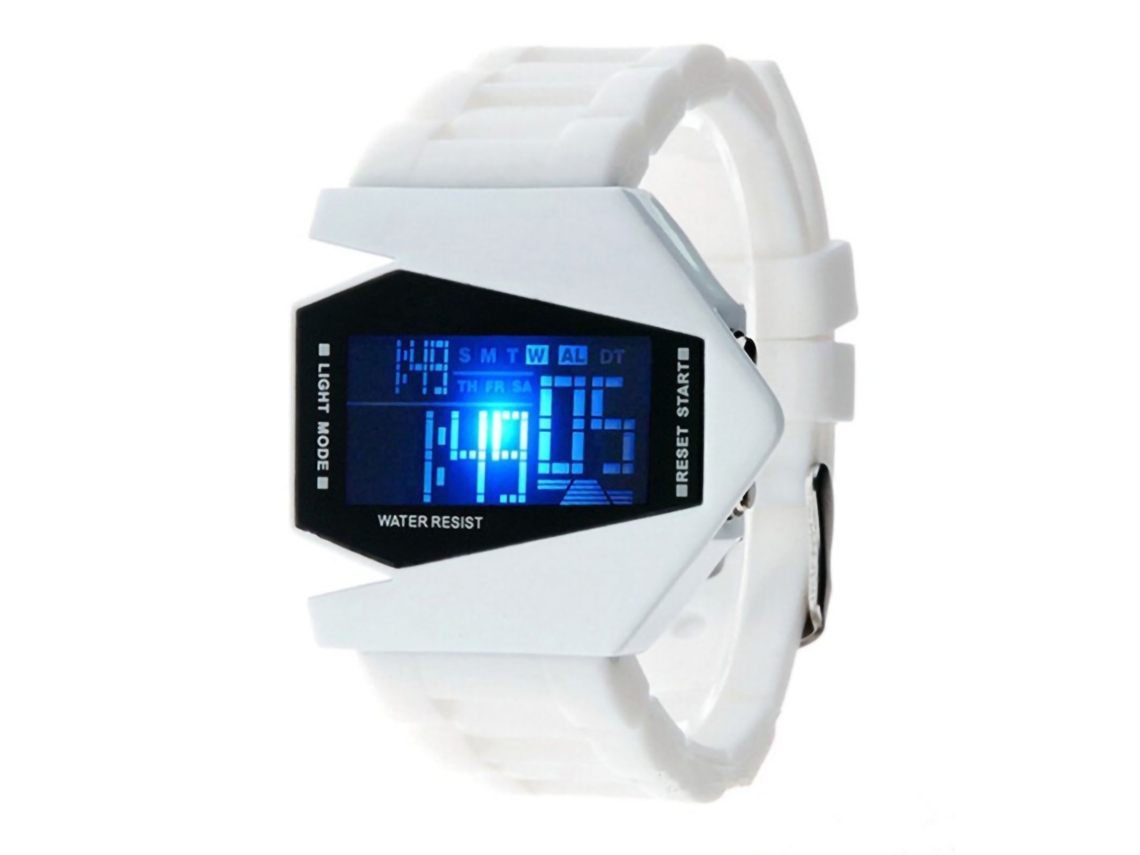 Reloj De Avión Digital Led Multifuncional Unisex Blanco