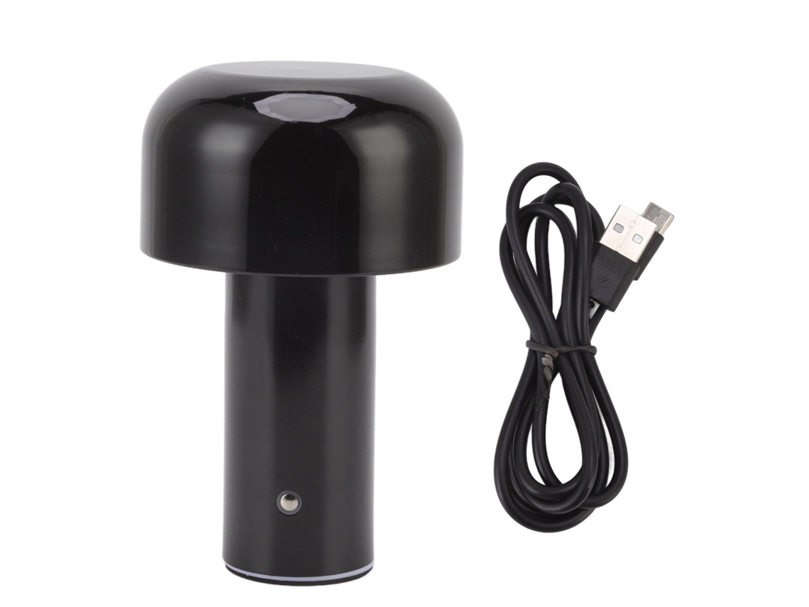 2026-luz De Noche Hongo Usb Con Control Táctil, Brillo Ajustable Y 3 Temperaturas De Color, Dimmable Negro