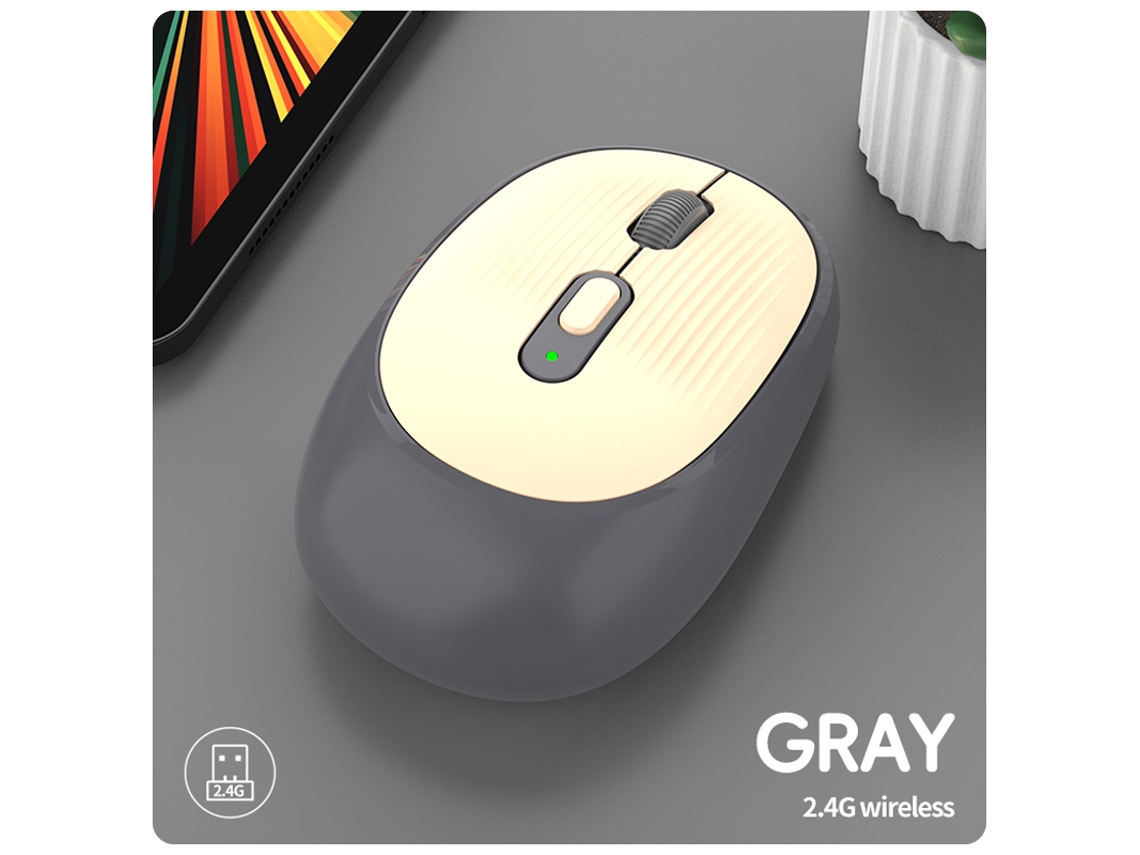 Ratón inalámbrico Bluetooth MDUG recargable 2,4 g, ajustable y silencioso (gris)