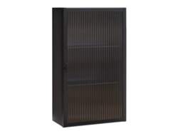 Armario mural Zundert con puerta de cristal estriado, acero, 60x35x15 cm, negro, [EN.CASA]