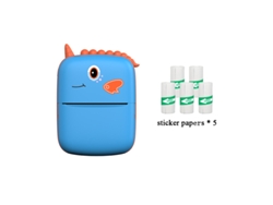 Mini Impresora Portátil Little Dinosaur Azul 5 Rollos De Pegatinas SIURN