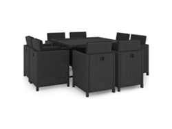 Juego de comedor para exteriores con cojines, mimbre sintético negro, Dkd Home Decor