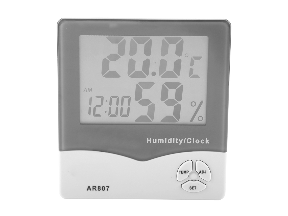 Termómetro Higrómetro Digital Smart Sensor Ar807 Con Sensor De Alta Precisión, Pantalla Grande Y Funciones De Hora Y Calendario.