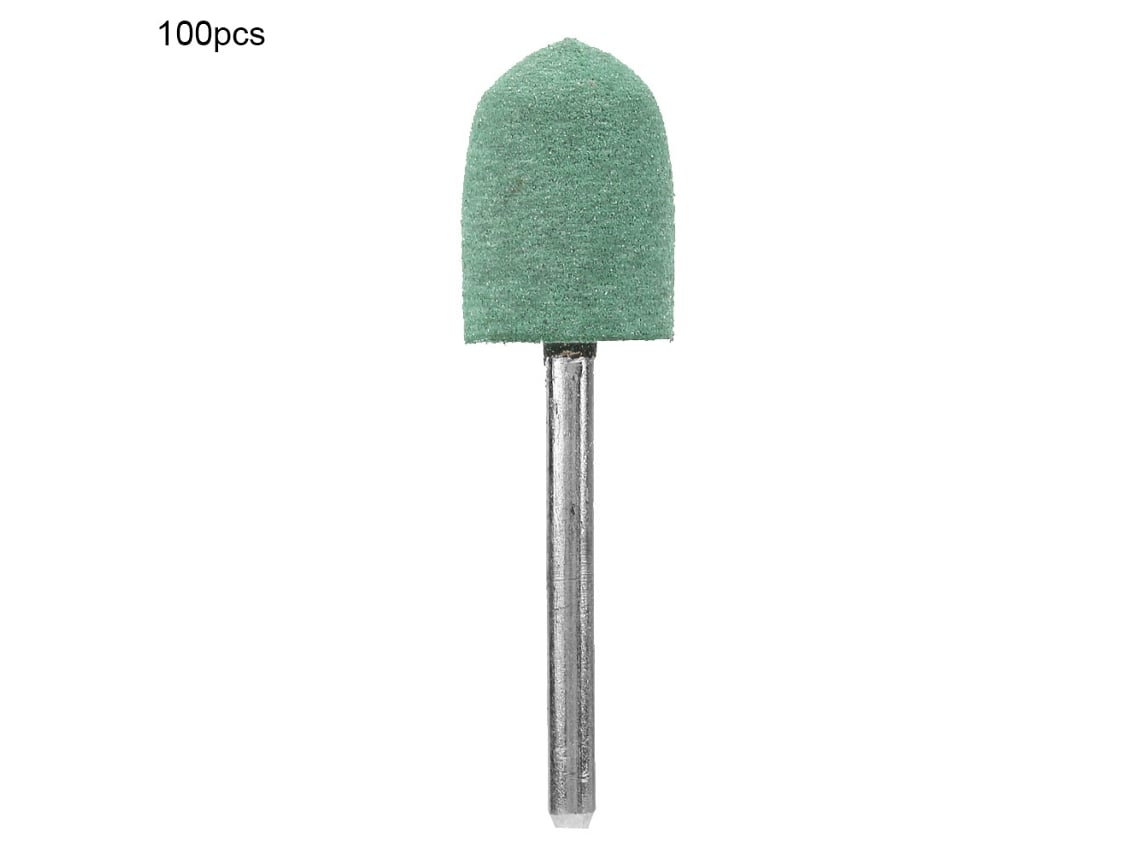 100 Cabezales De Pulido De Goma Verde Surtidos Con Mango De 3 Mm (cono De 12 Mm)