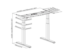 Base de Escritorio Motorizado Regulable En Altura 62-128 Cm Gris Conectada KIMEX
