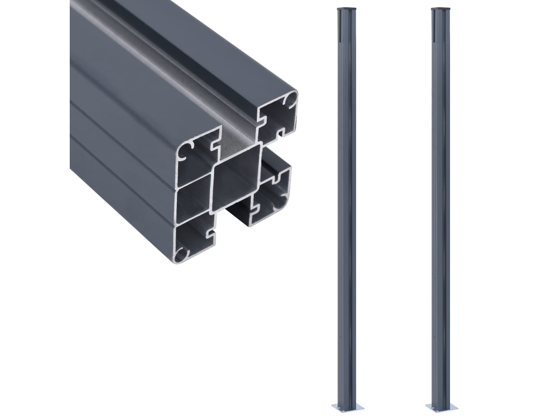Conjunto 2 Poste de valla VIDAXL Gris Aluminio