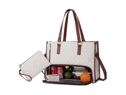 Bolsa térmica para el almuerzo para mujer, para portátiles de 15,6 pulgadas, con compartimento para refrigerios (blanco/marrón) Eifson