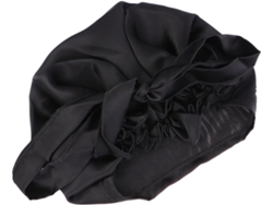 Gorro De Noche De Seda Para Mujer Con Lazo Negro