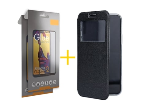 Pack 2 X Película de Vidrio Templado Full Funda GANDY por Samsung Galaxy A41 Flip Cover GANDY Negro GANDY