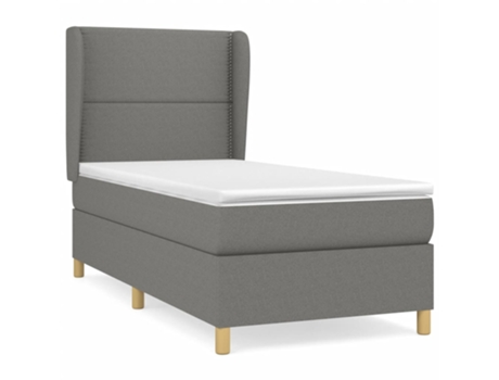 vidaXL Cama con somier y colchón 90x200 cm tela gris oscuro