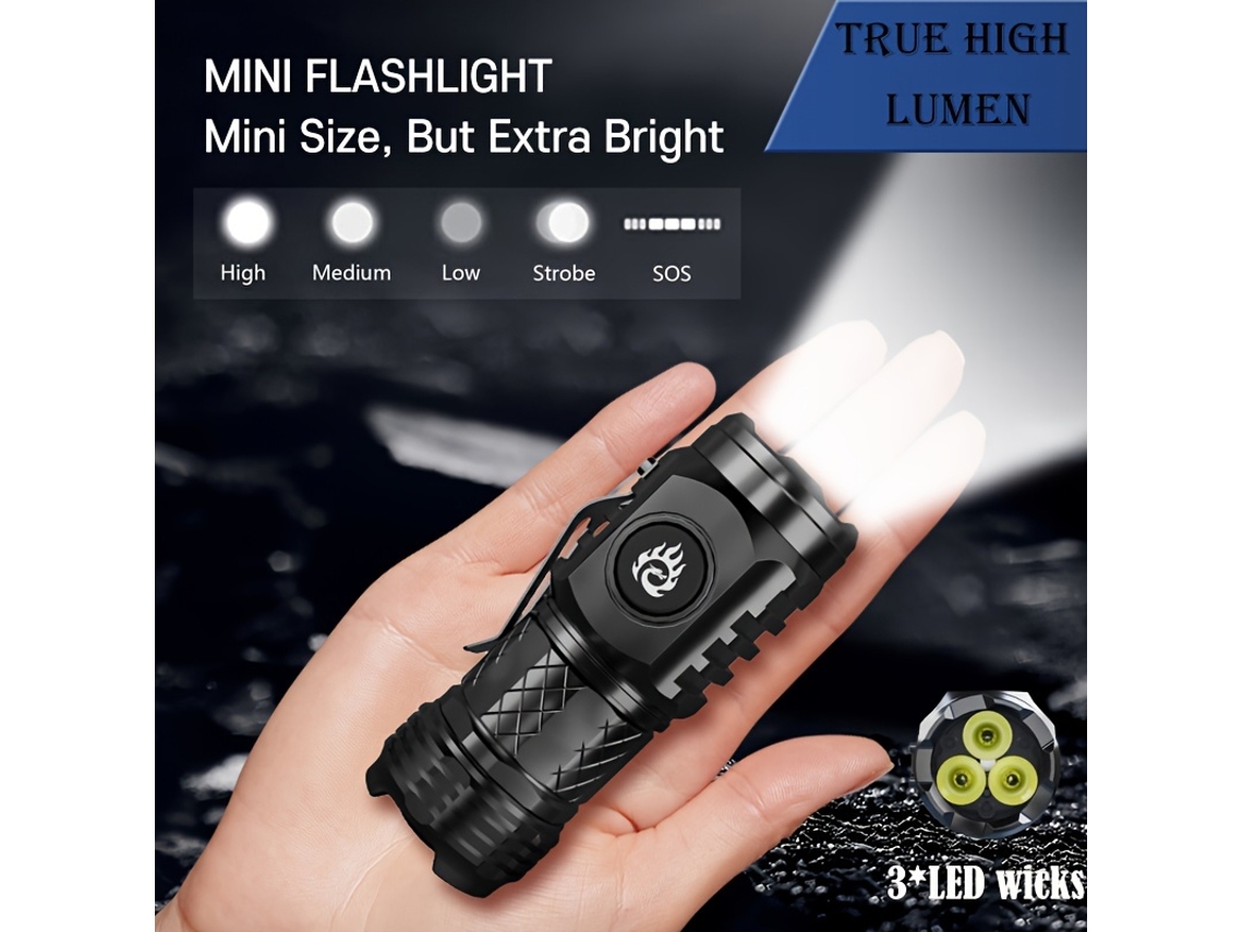 Mini Linterna Portátil, De Alta Potencia Lumínica, Ligera E Ideal Para Iluminar Carreteras Por La Noche, Acampar Y En El Dormitorio.