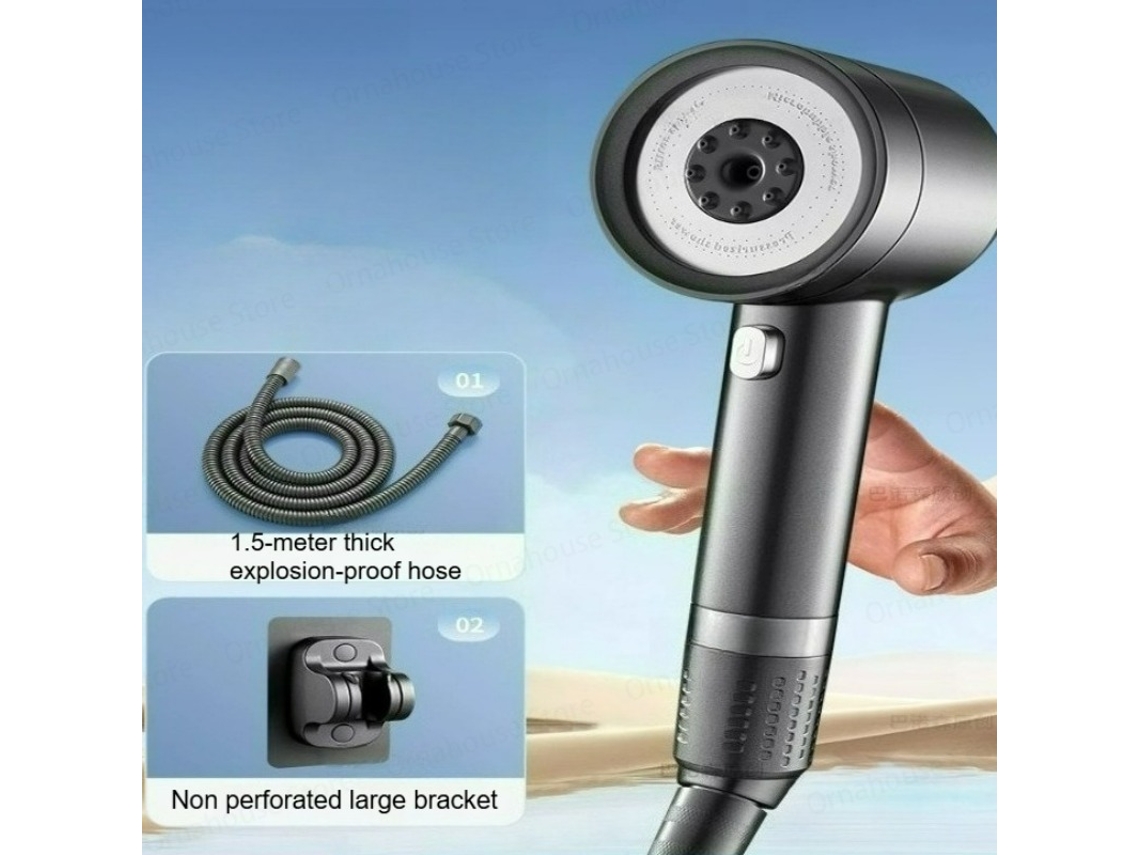 Ducha MDUG con 4 modos de presión, filtro duradero y antiobstrucción que ahorra agua (juego gris plomo)