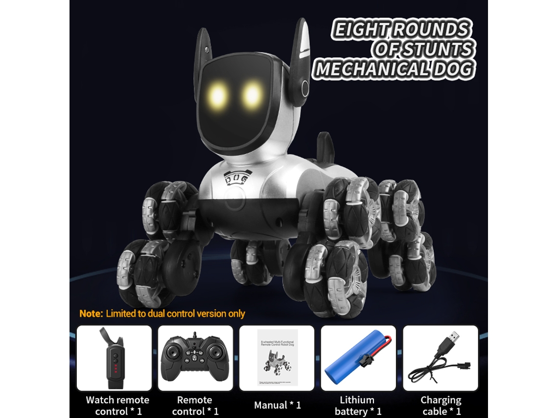 Pequeño coche acrobático multifuncional con control remoto, ocho ruedas, detección de gestos e interacción por voz MDUG (con control remoto)