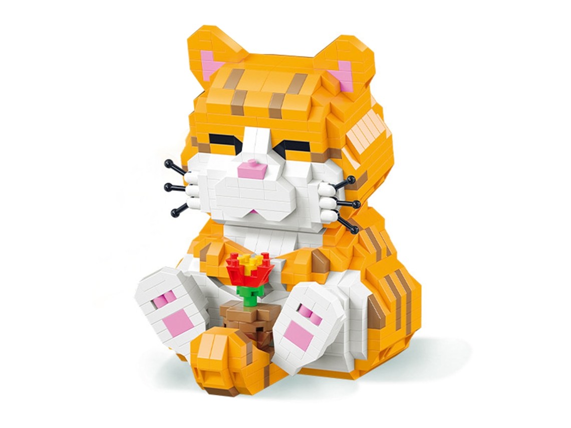 Rebe-bloques De Construcción Mini Animales Cute Small Animal Sets Kit Educativo Ladrillos Para Fiesta De Cumpleaños Gato Café Dormido