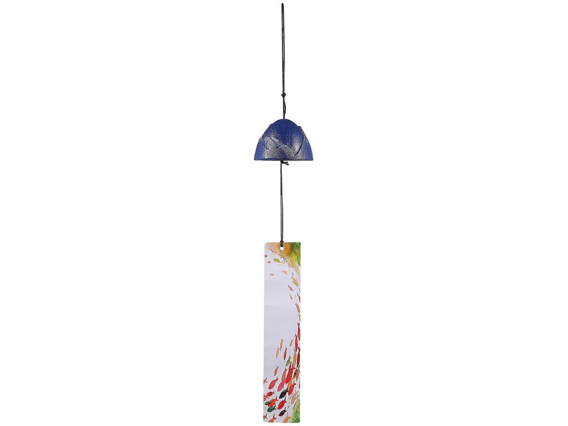 Campana de viento Rebe de hierro fundido con diseño del Monte Fuji, decorativa para colgar en el jardín o la sala de estar, 6,5 x 6,5 x 40 cm, azul.