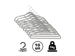 Percha de Ropa Antideslizante GLOBALMIX Delgada de Terciopelo Gris 10 Unidades (42 cm)