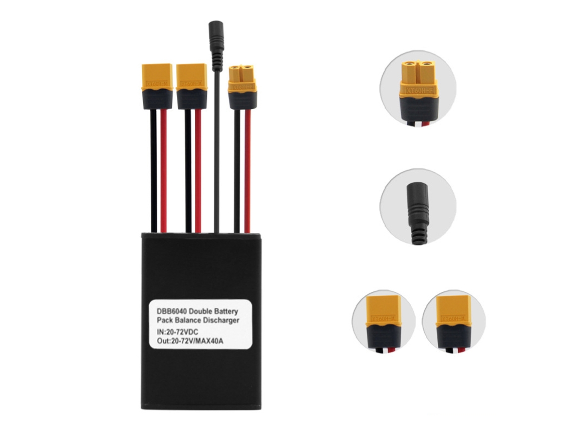Convertidor De Descarga De Doble Batería Para Bicicletas Eléctricas 20v-72v 40a Adaptador De Conector Balanceador