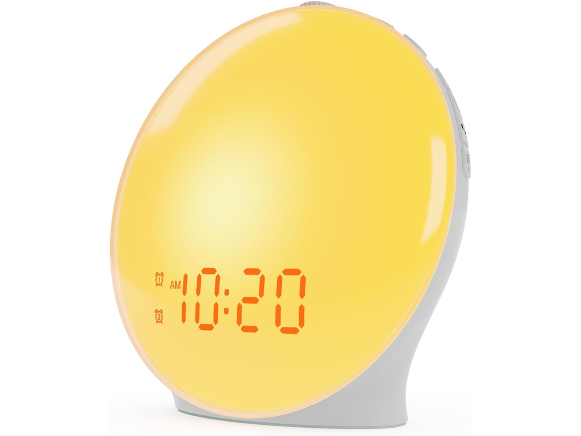 Despertador con luz de amanecer para niños, personas que duermen profundamente, dormitorio, con simulación de amanecer Ikikso (blanco)