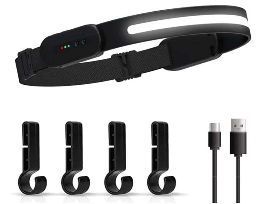 1 paquete con sensor de ondas portátil, linterna frontal LED recargable, luz exterior, faros delanteros, linterna gran angular, linterna montada en la cabeza Yunzii