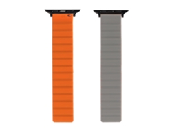 2pcs Pulseira De Relógio Magnética De Silicone Ajustável Para Iwatch Series 7 6 5 4 3 2 1 Se 42 44 45mm Cinza Laranja