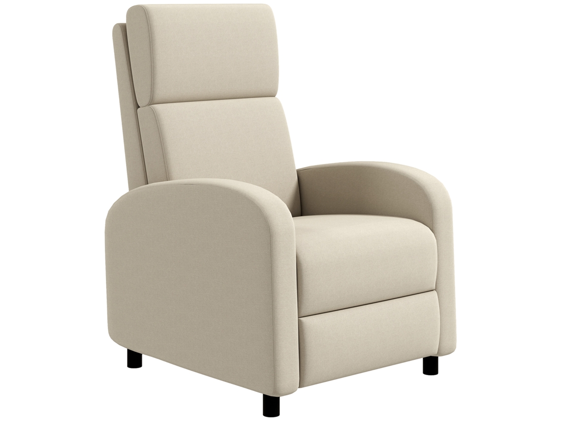 Sillón Reclinable Moderno De 160°, 120 Kg, 64x86x102 Cm, Color Crema.