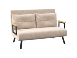 Sofá Cama 4 En 1, De 2 Plazas, Plegable, Con Respaldo Ajustable En 5 Posiciones, 102x73x81cm, Color Beige.
