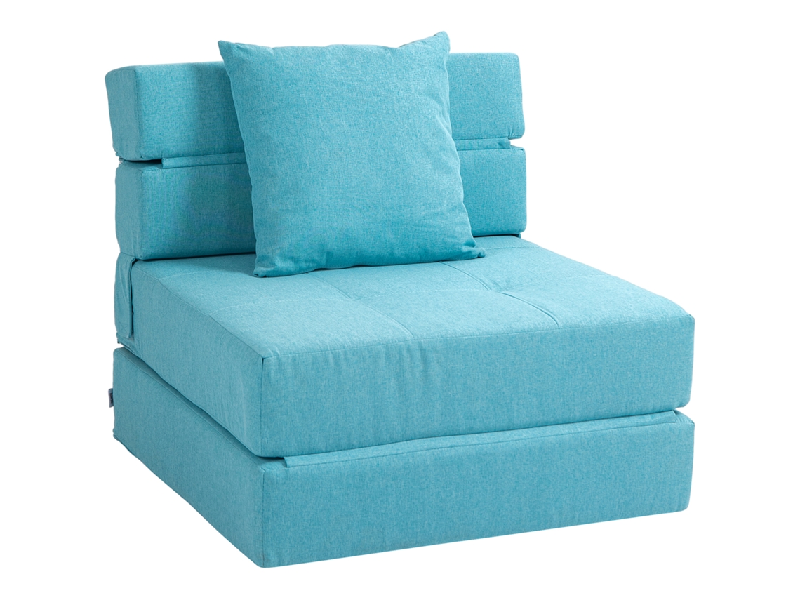 Sofá Cama/sillón Convertible Con 1 Cojín Extraíble, Tejido Azul.
