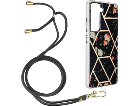 Funda Samsung Galaxy S21 FE AVIZAR Geométrico con Correa (Negro)