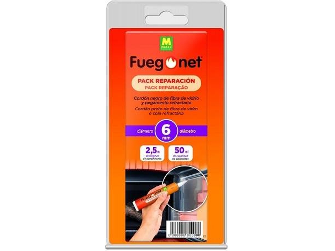Kit de Reparación para Chimeneas y Barbacoas FUEGONET CM-5406 (50 ml - 0.6 cm x 2.5 m)