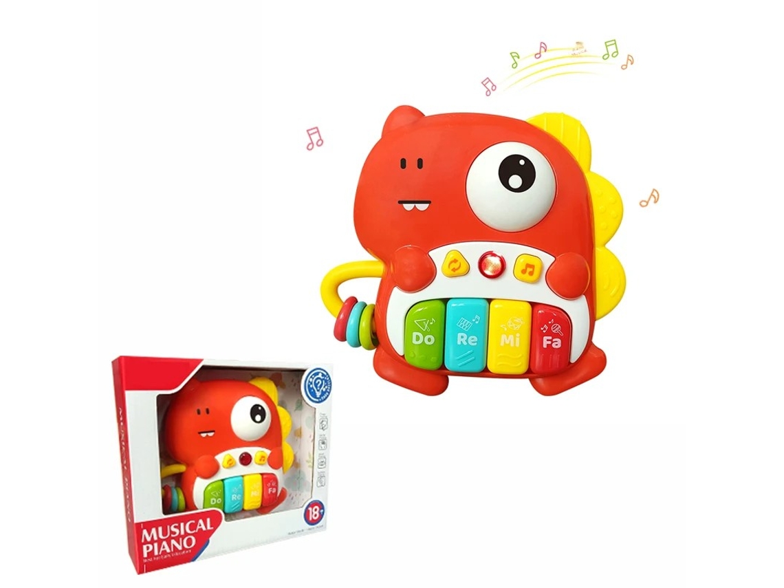 Piano electrónico de juguete (dinosaurio) para bebés con música, luces y teclado. Instrumento musical de animales.