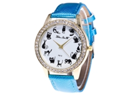 Reloj Analógico De Cuarzo Para Mujer Con Diamantes De Imitación, Pantalla Redonda Azul, Estilo Zhoulianfa.