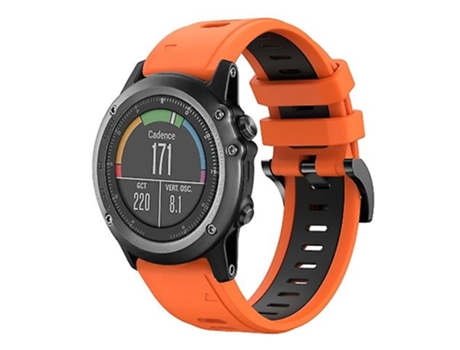 Correa para Garmin Fenix 3 Sapphire 26 mm Correa de reloj deportiva de silicona bicolor naranja-negro VENISYMLIS