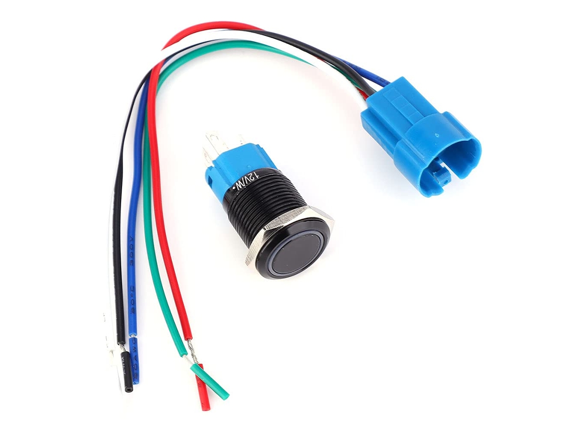Interruptor Pulsador Redondo De Metal Impermeable Para Coche Y Motocicleta, 12 V Cc, 16 Mm, Rojo, Verde, Amarillo, Azul.