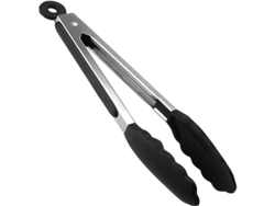 Pinzas de cocina Rebe de acero inoxidable y silicona para barbacoas y cocina, 22 cm, negras.