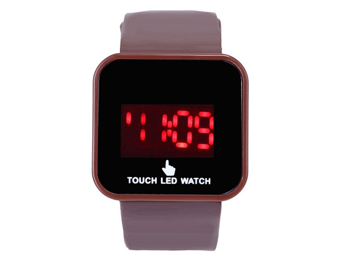 Reloj De Pulsera Infantil Informal Con Pantalla Táctil Led Y Correa De Silicona Marrón.