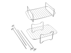 Suporte Para Espetos Na Fritadeira Elétrica Com 4 Espetos De Aço Inoxidável Para Grelhar, Assar E Fritar Sem Óleo. Durável, Fácil De Limpar E Perfeito Para Cozinhar De Forma Versátil Em Casa.