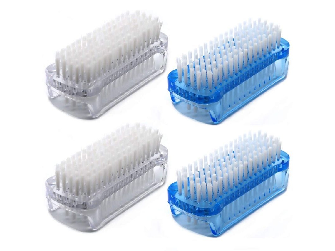 Juego De Cepillos De Uñas De Doble Cara Con Cerdas Suaves Y Duras Para Limpiar Uñas Y Pies - 4 Piezas Para Hombres, Mujeres Y Niños