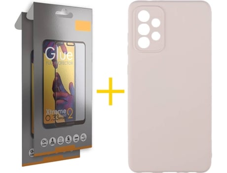 Kit Funda + 2 Protectores de Pantalla Samsung Galaxy A72 4G SKYHE Full (Rosa Claro)