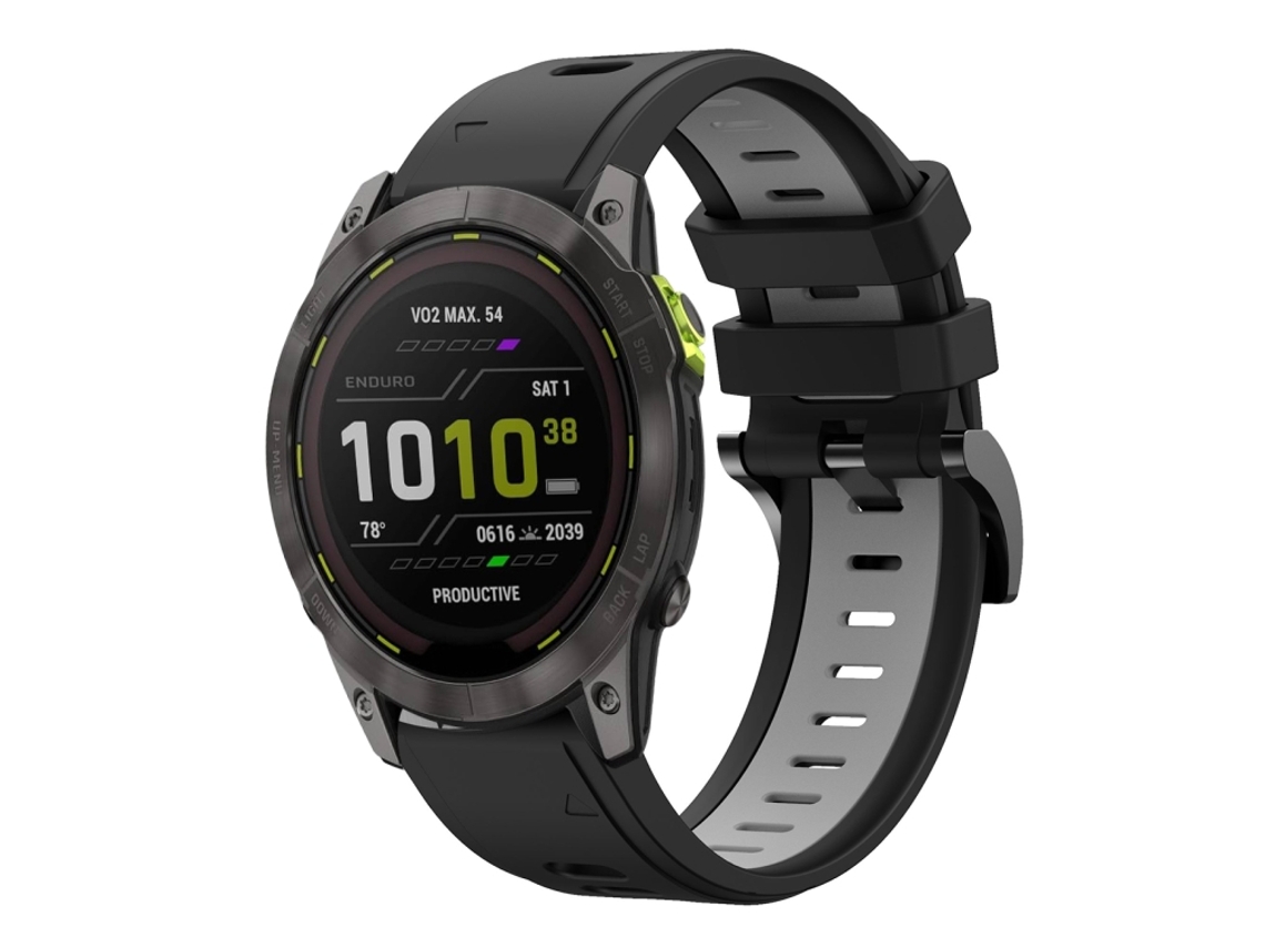 Bracelete Para Garmin Enduro 3 - Silicone Esportivo - Duas Cores (26mm) Preto + Cinza