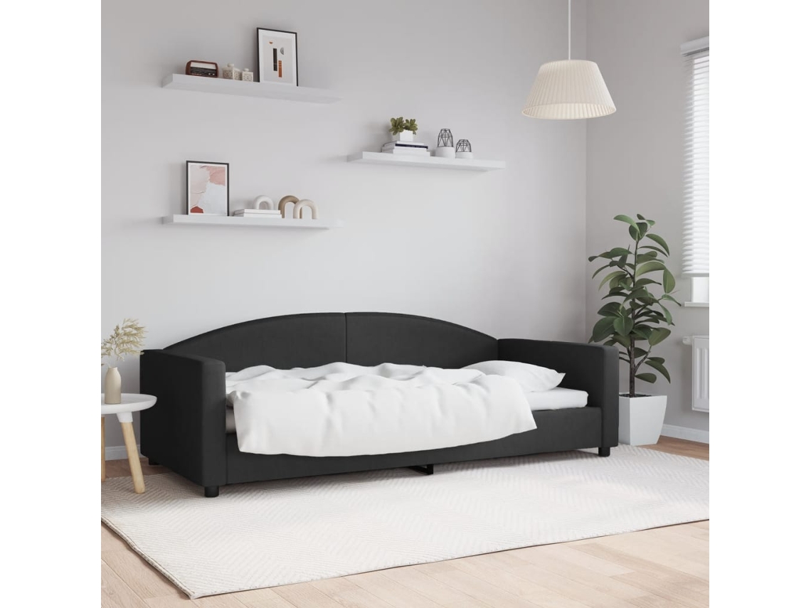 Sofá Cama Sin Colchón Tela Negro 90x200 Cm