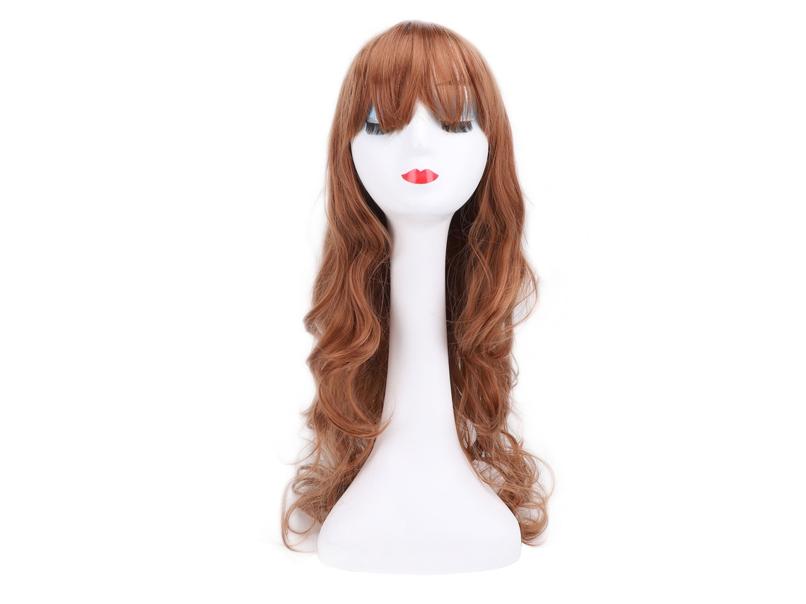 Peluca De Cabello Largo Ondulado Con Flequillo Aéreo Para Fiesta Y Uso Diario