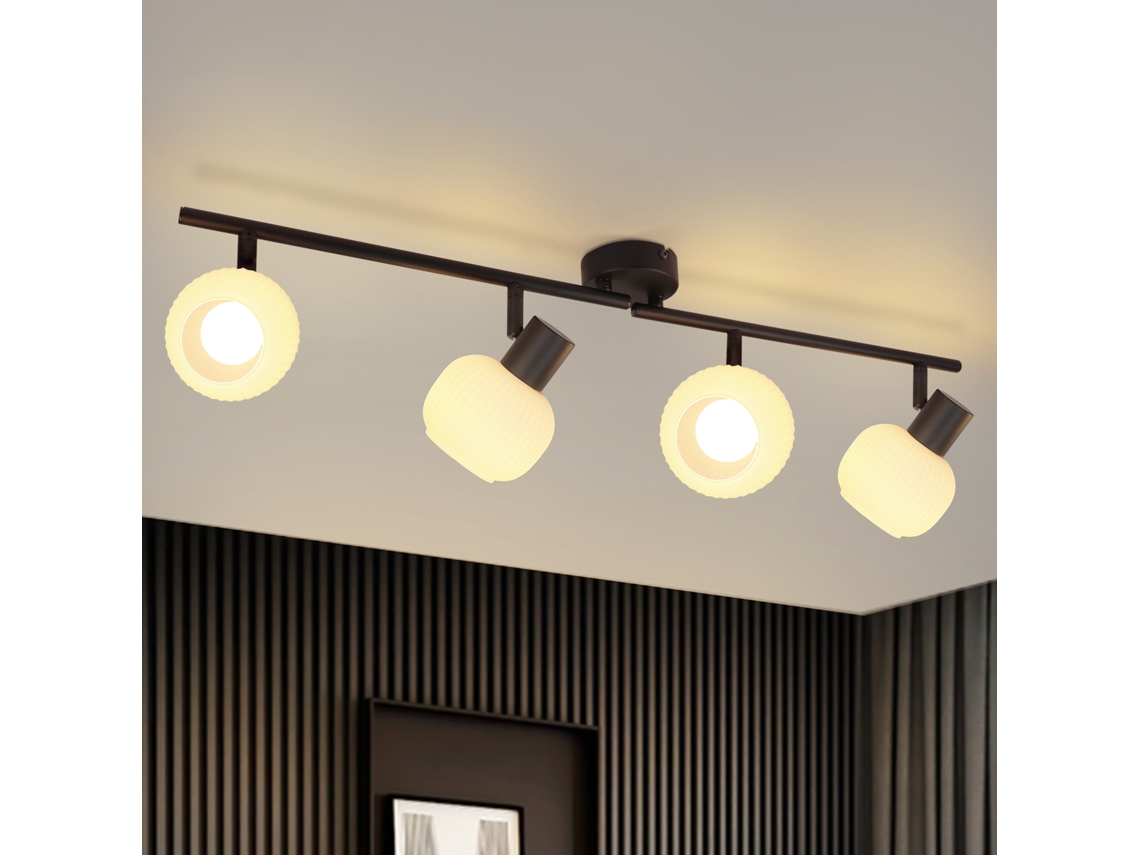 Foco de techo blanco E14, 4 focos, pantalla de cristal para interior, reflector ajustable, Nettlife